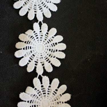 White Embroidery Cotton Floral Lace Trim, Approx. 75mm Wide